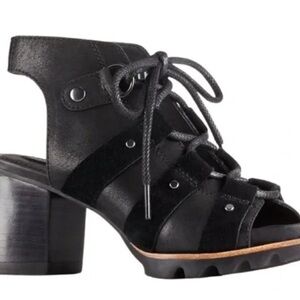 Sorel Black Lace-Up Block Heels